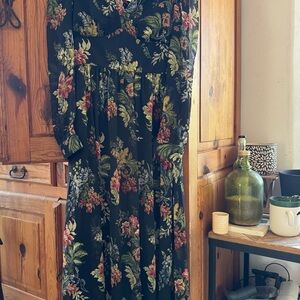 Mango Black Floral Long Sleeve Dress